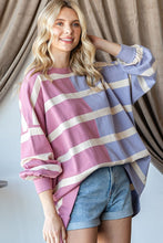 Load image into Gallery viewer, First Love OVERSIZED Contrasting Colors Striped Top in Pink/Lilac
