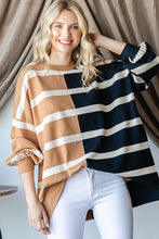 Load image into Gallery viewer, First Love OVERSIZED Contrasting Colors Striped Top in Mocha/Black ON ORDER
