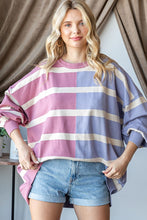 Load image into Gallery viewer, First Love OVERSIZED Contrasting Colors Striped Top in Pink/Lilac
