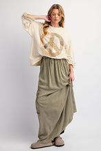 Load image into Gallery viewer, Easel Cotton Jersey Top with Peace Sign Patch Front in Natural
