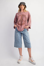 Load image into Gallery viewer, Easel Cotton Jersey Top with Peace Sign Patch Front in Mauve
