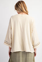 Load image into Gallery viewer, Easel Cotton Jersey Top with Peace Sign Patch Front in Natural
