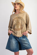 Load image into Gallery viewer, Easel Cotton Jersey Top with Peace Sign Patch Front in Olive
