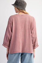 Load image into Gallery viewer, Easel Cotton Jersey Top with Peace Sign Patch Front in Mauve
