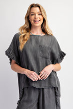 Load image into Gallery viewer, Easel Mineral Washed Loose Fit Top in Black Denim
