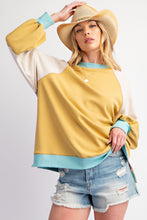 Load image into Gallery viewer, Easel Terry Knit Color Block Top in Mustard Combo
