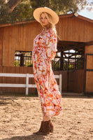 Oddi Floral Print Maxi Dress in Olive Multi