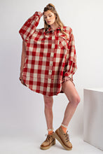 Load image into Gallery viewer, Easel Mixed Plaid and Stripes OVERSIZED Dress in Boho Red ON ORDER
