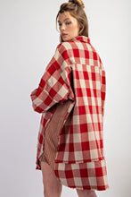 Load image into Gallery viewer, Easel Mixed Plaid and Stripes OVERSIZED Dress in Boho Red ON ORDER
