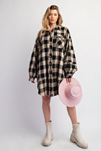 Load image into Gallery viewer, Easel Mixed Plaid and Stripes OVERSIZED Dress in Black ON ORDER
