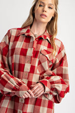 Load image into Gallery viewer, Easel Mixed Plaid and Stripes OVERSIZED Dress in Boho Red ON ORDER
