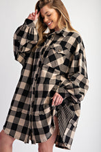 Load image into Gallery viewer, Easel Mixed Plaid and Stripes OVERSIZED Dress in Black ON ORDER
