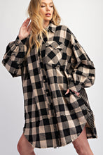 Load image into Gallery viewer, Easel Mixed Plaid and Stripes OVERSIZED Dress in Black ON ORDER
