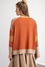 Load image into Gallery viewer, Easel Color Block Top with Flower Patch in Rust
