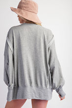 Load image into Gallery viewer, Easel Terry Knit Top with Floral Peace Sign Patch on Heather Grey
