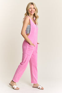 J.Her Mineral Washed Jumpsuit in Bubble Gum