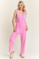 J.Her Mineral Washed Jumpsuit in Bubble Gum FINAL SALE