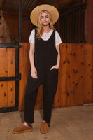 Oddi Solid Color Ribbed Jumpsuit in Black