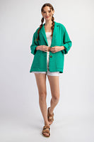 ee:some Cotton Gauze Blazer Style Jacket in Kelly Green