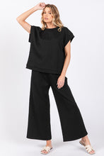 Load image into Gallery viewer, Sewn+Seen Textured Top and Pants Set in Black
