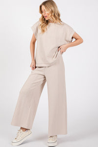 Sewn+Seen Textured Top and Pants Set in Ecru