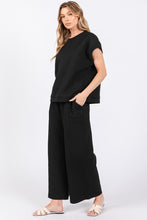 Load image into Gallery viewer, Sewn+Seen Textured Top and Pants Set in Black
