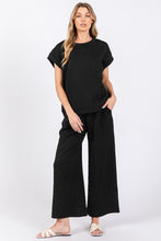 Load image into Gallery viewer, Sewn+Seen Textured Top and Pants Set in Black
