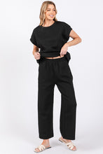 Load image into Gallery viewer, Sewn+Seen Textured Top and Pants Set in Black
