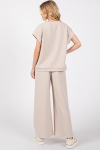 Sewn+Seen Textured Top and Pants Set in Ecru