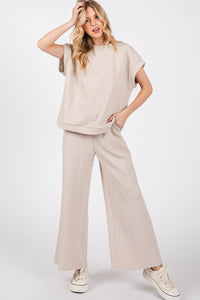 Sewn+Seen Textured Top and Pants Set in Ecru