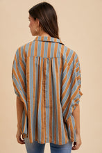 Load image into Gallery viewer, AnnieWear OVERSIZED Striped Top in Camel Multi ON ORDER
