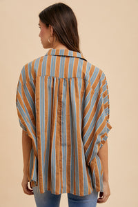 AnnieWear OVERSIZED Striped Top in Camel Multi ON ORDER