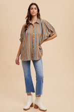 Load image into Gallery viewer, AnnieWear OVERSIZED Striped Top in Camel Multi ON ORDER
