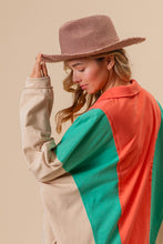 Load image into Gallery viewer, BiBi Oversized French Terry Color Block Top in Apricot/Mint/Sand
