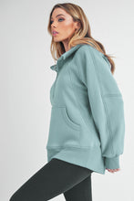 Load image into Gallery viewer, Aemi + Co Drea Half Zip Hoodie Top in Pale Blue
