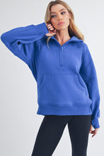 Load image into Gallery viewer, Aemi + Co Drea Half Zip Hoodie Top in Cobalt
