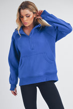 Load image into Gallery viewer, Aemi + Co Drea Half Zip Hoodie Top in Cobalt
