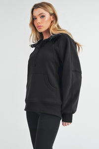 Aemi + Co Drea Half Zip Hoodie Top in Black