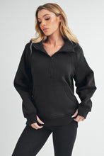 Load image into Gallery viewer, Aemi + Co Drea Half Zip Hoodie Top in Black
