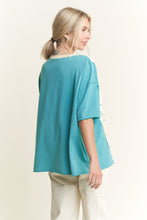 Load image into Gallery viewer, J.Her Mineral Washed Star Patched Top in Jade
