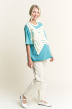 Load image into Gallery viewer, J.Her Mineral Washed Star Patched Top in Jade
