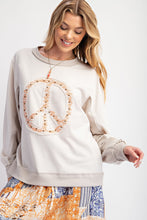 Load image into Gallery viewer, Easel Top with Raised Peace Sign Patch Embroidery and Stud Details in Ecru
