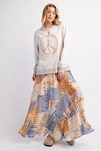 Load image into Gallery viewer, Easel Top with Raised Peace Sign Patch Embroidery and Stud Details in Ecru
