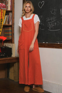 Oddi Cotton Gauze Jumpsuit in Rust Orange