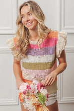 Load image into Gallery viewer, BiBi Open Knit Pointelle Top in Oatmeal Combo Shirts &amp; Tops BiBi   
