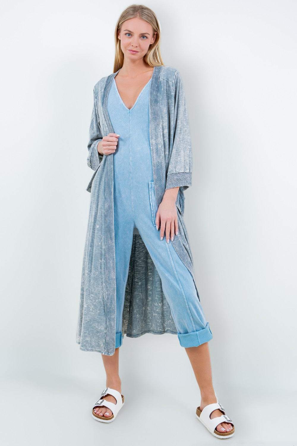 J.Her Mineral Washed Jumpsuit in Vintage Blue