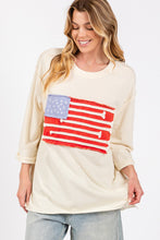 Load image into Gallery viewer, Sage+Fig American Flag Patch Top with Half Length Sleeves in Cream
