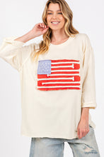 Load image into Gallery viewer, Sage+Fig American Flag Patch Top with Half Length Sleeves in Cream
