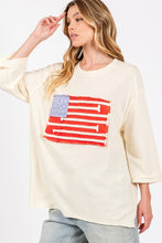 Load image into Gallery viewer, Sage+Fig American Flag Patch Top with Half Length Sleeves in Cream
