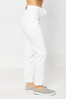 Judy Blue High Waisted Garment Dyed Joggers in White